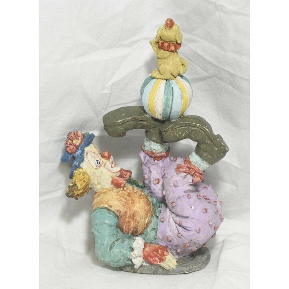 Circus Clown Juggling Ball On Feet With Small Dog Figurine (5 1/4 inches) - Picture 2 of 2